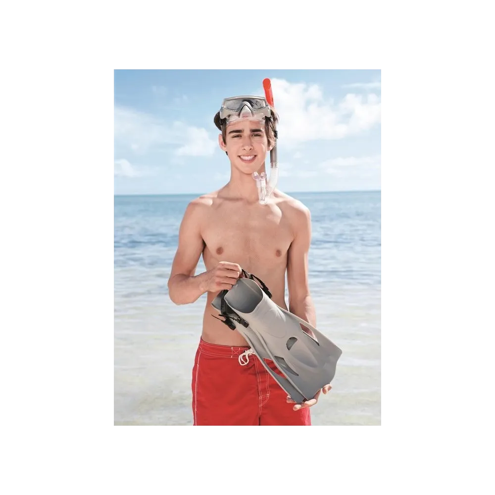 Maska, rurka i płetwy do nurkowania Bestway w kolorze szarym rozmiar 41–46