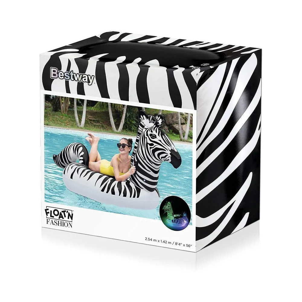 materac zebra LED podświetlany nocą na plaży