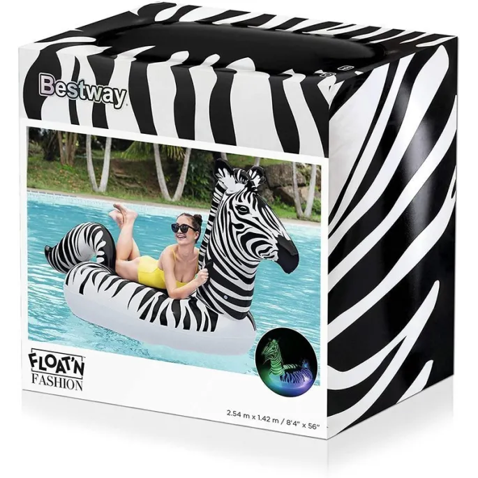 materac zebra LED podświetlany nocą na plaży
