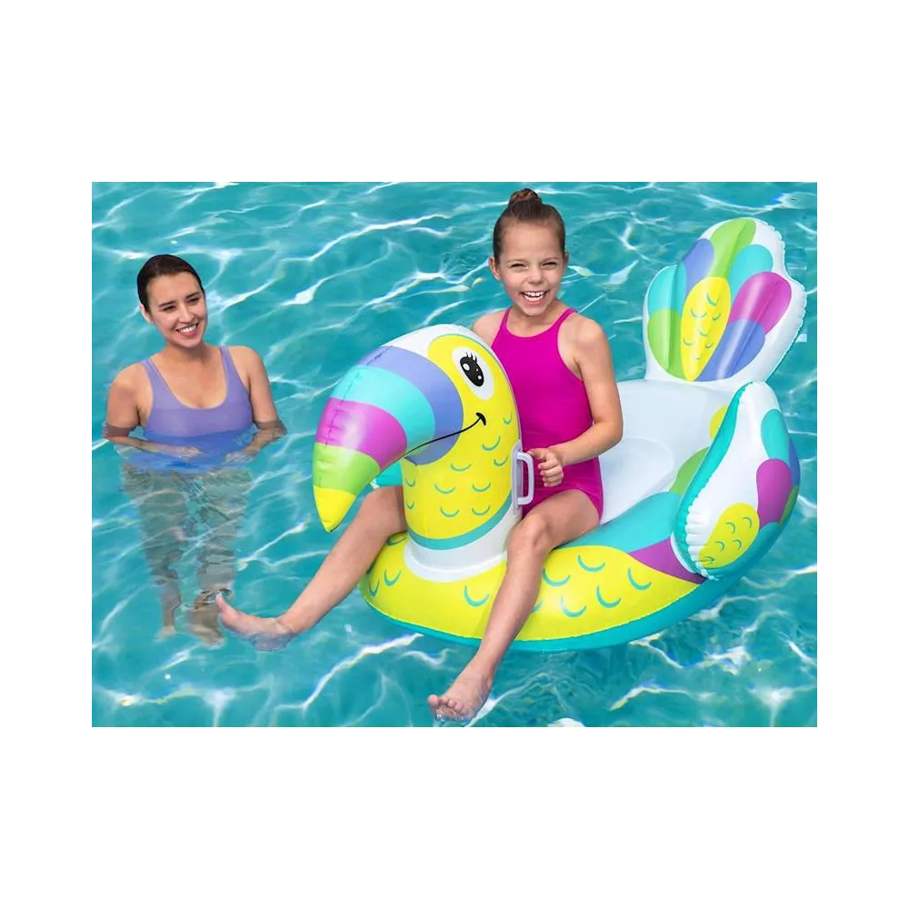 Praktyczny dmuchany materac dziecięcy Tukan na wakacyjne przygody