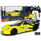 Zdalnie sterowane auto sportowe Corvette C6.R w kolorze żółtym z reflektorami LED