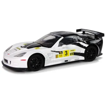 Auto Sportowe Wyścigowe R/C 1:18 Corvette C6.R Biały 2.4G z Światłami