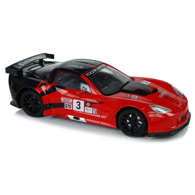 Czerwona Corvette R/C na tle eleganckiego opakowania z witrynką