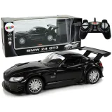 Czarne auto sportowe BMW Z4 GT3 R/C na białym tle w skali 1:18