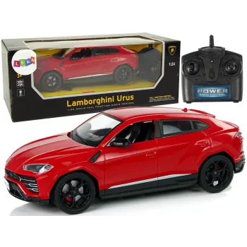 Czerwony model zdalnie sterowanego Lamborghini Urus skala 1:24 z przodu