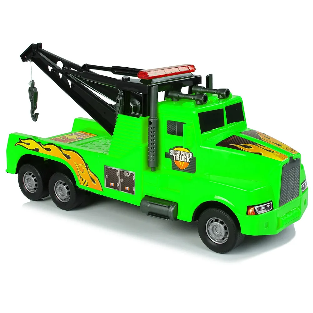 Duży holownik zabawkowy 1:10 z efektem płomieni na karoserii