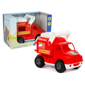 Czerwone auto strażackie Polesie ConsTruck na tle białym