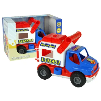 Samochód ratowniczy niebiesko biały Polesie na białym tle