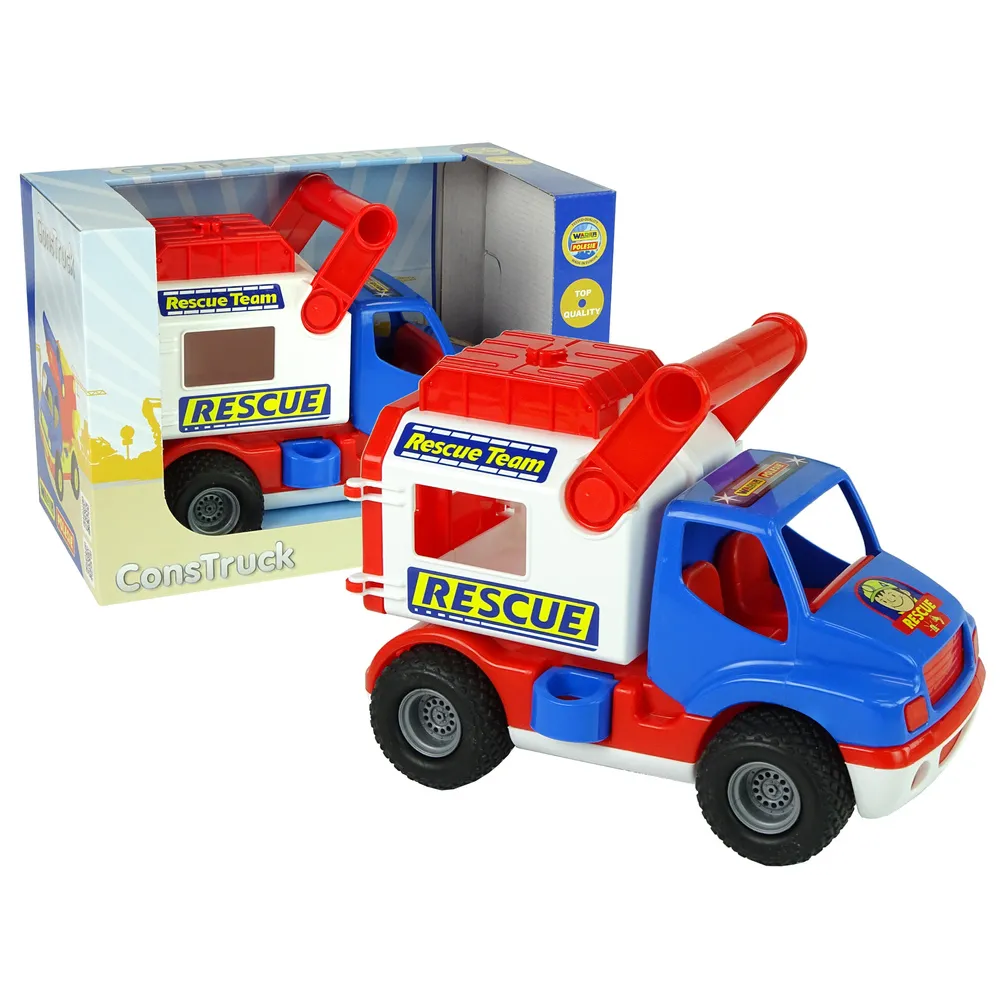 Samochód ratowniczy niebiesko biały Polesie na białym tle