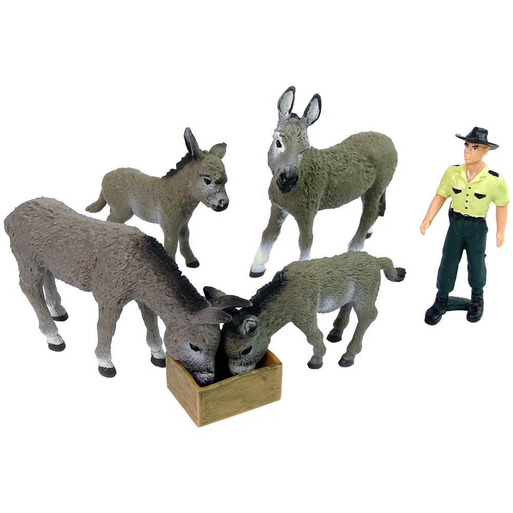 Realistyczne figurki osiołków i rolnika dla dzieci powyżej 3 lat