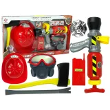 Zestaw Straż Pożarna Gaśnica Na Wodę Maska Kask Czerwony