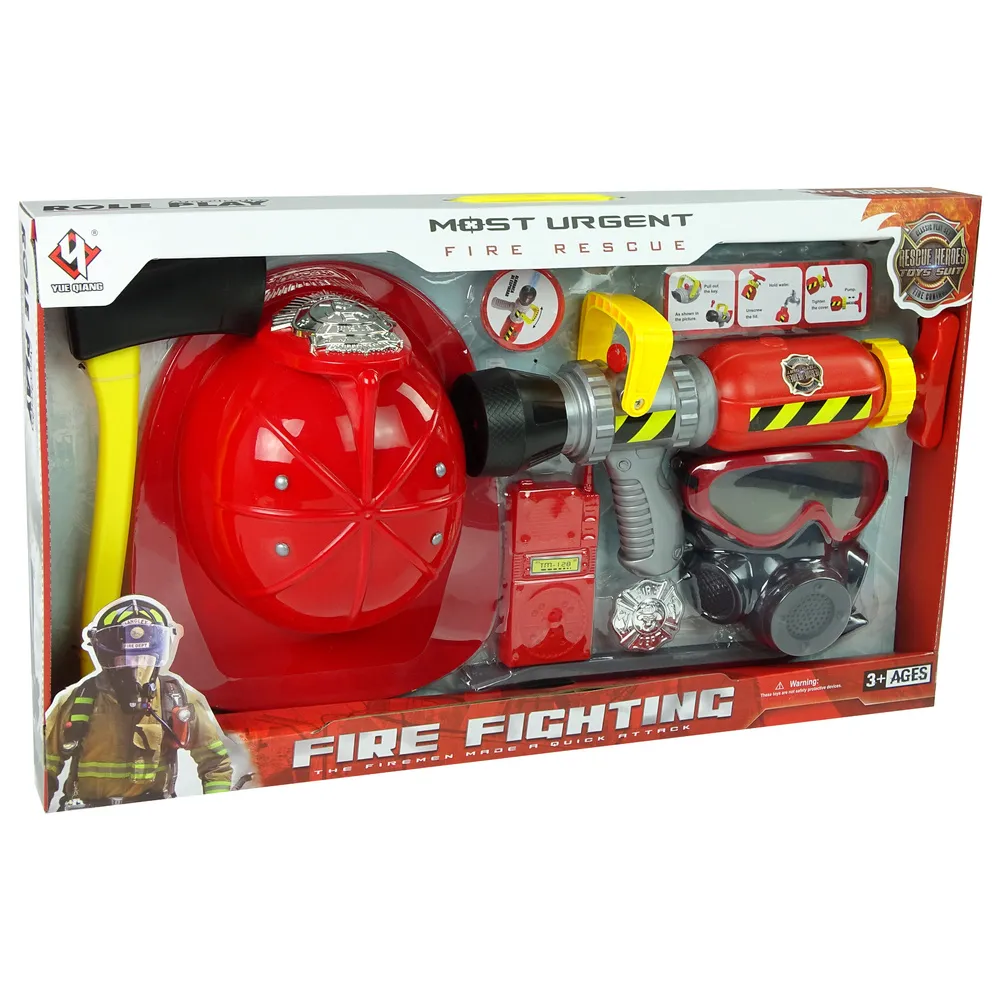 Zestaw Straż Pożarna Gaśnica Na Wodę Maska Kask Czerwony