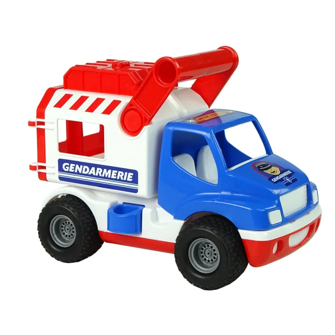Kreatywna zabawka policyjna ConsTruck z otwieranymi drzwiami i schowkiem