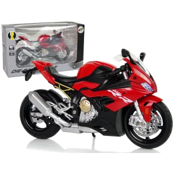 Model BMW S1000RR czerwony z efektami dźwiękowymi i świetlnymi na tle białym