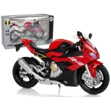 Model BMW S1000RR czerwony z efektami dźwiękowymi i świetlnymi na tle białym