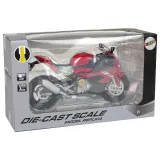 Model kolekcjonerski motocykla BMW S1000RR z opuszczaną stopką i światłami