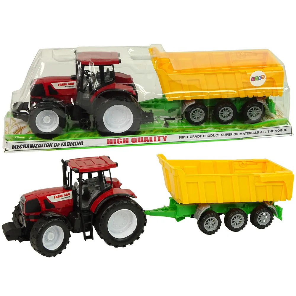 Żółty traktor wywrotka zabawkowa o długości 50 cm do zabawy dla dzieci