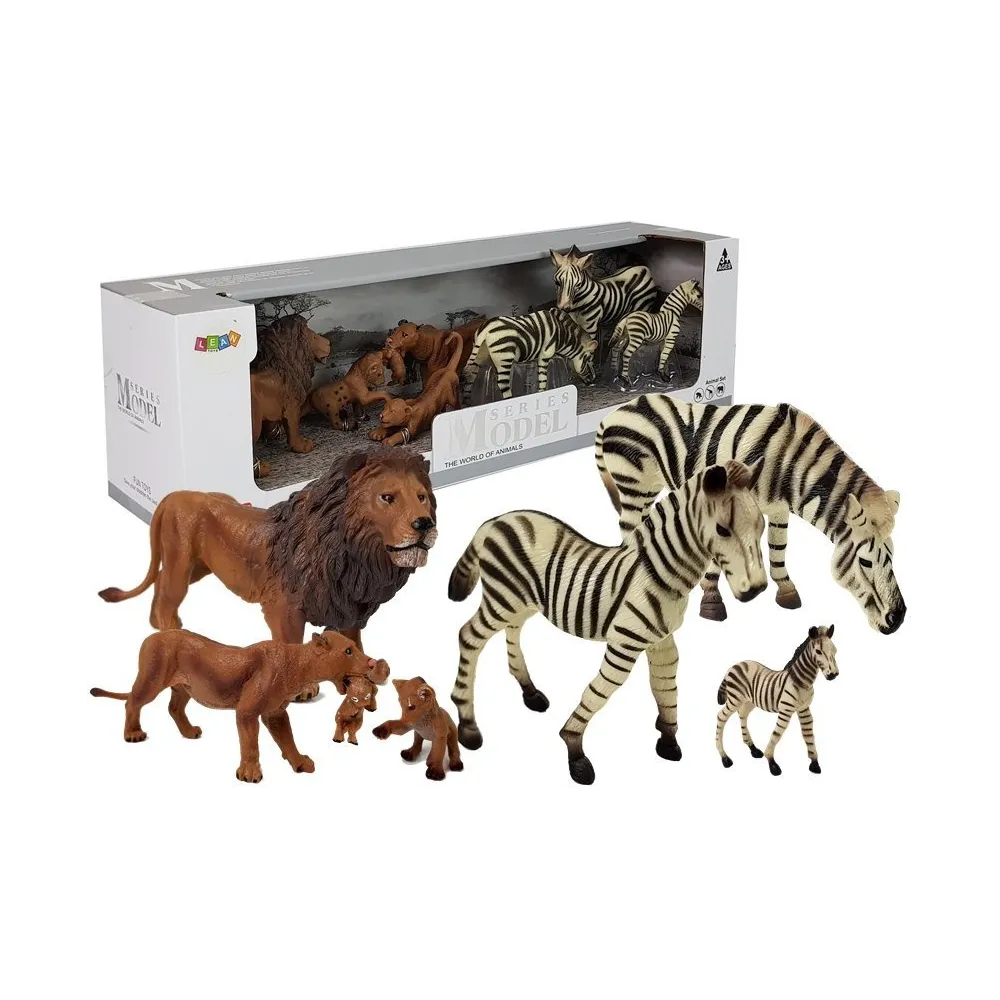 Rodzina lwów i zebra – realistyczne figurki dzikich zwierząt Afryki