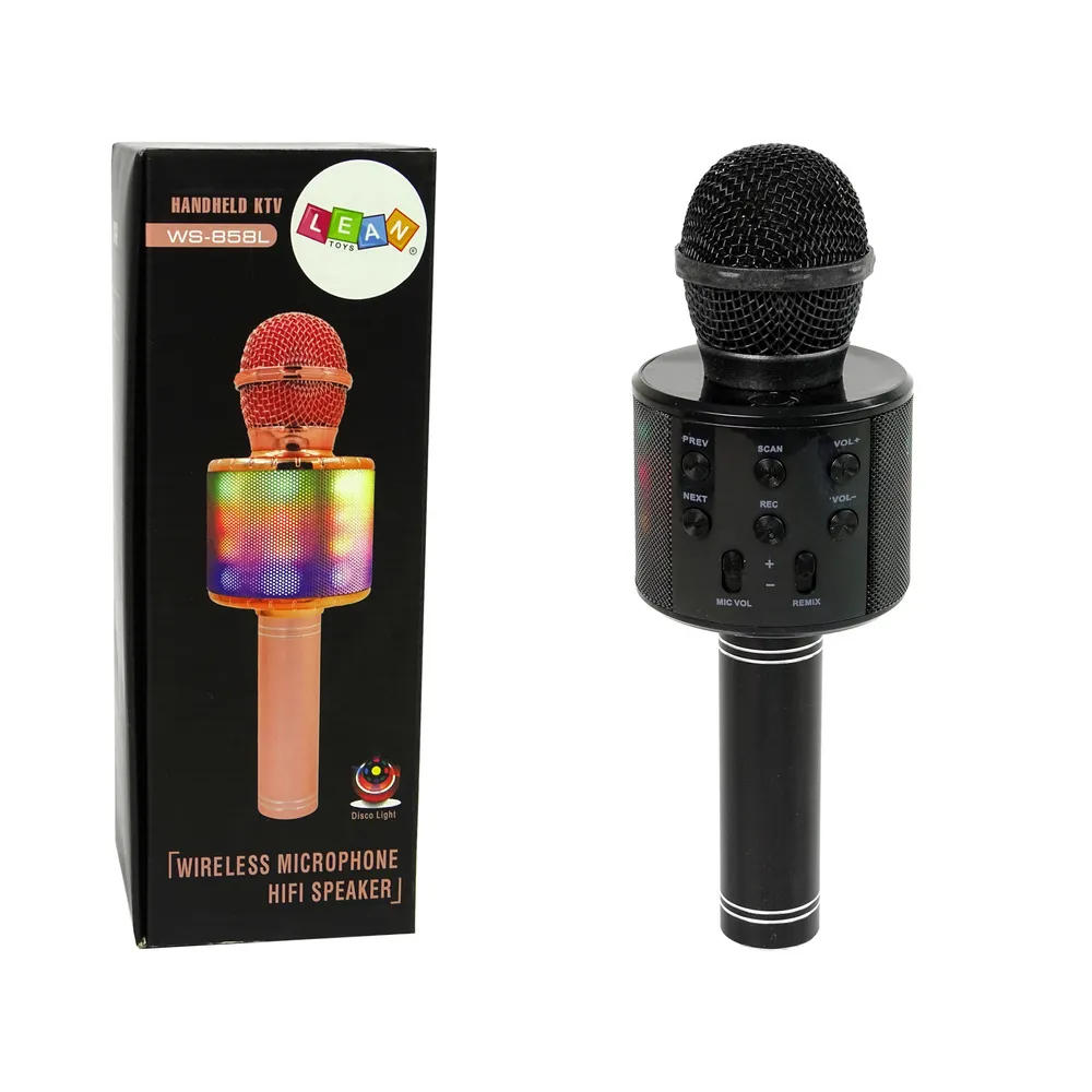 Bezprzewodowy mikrofon karaoke WS-858 w kolorze czarnym z USB
