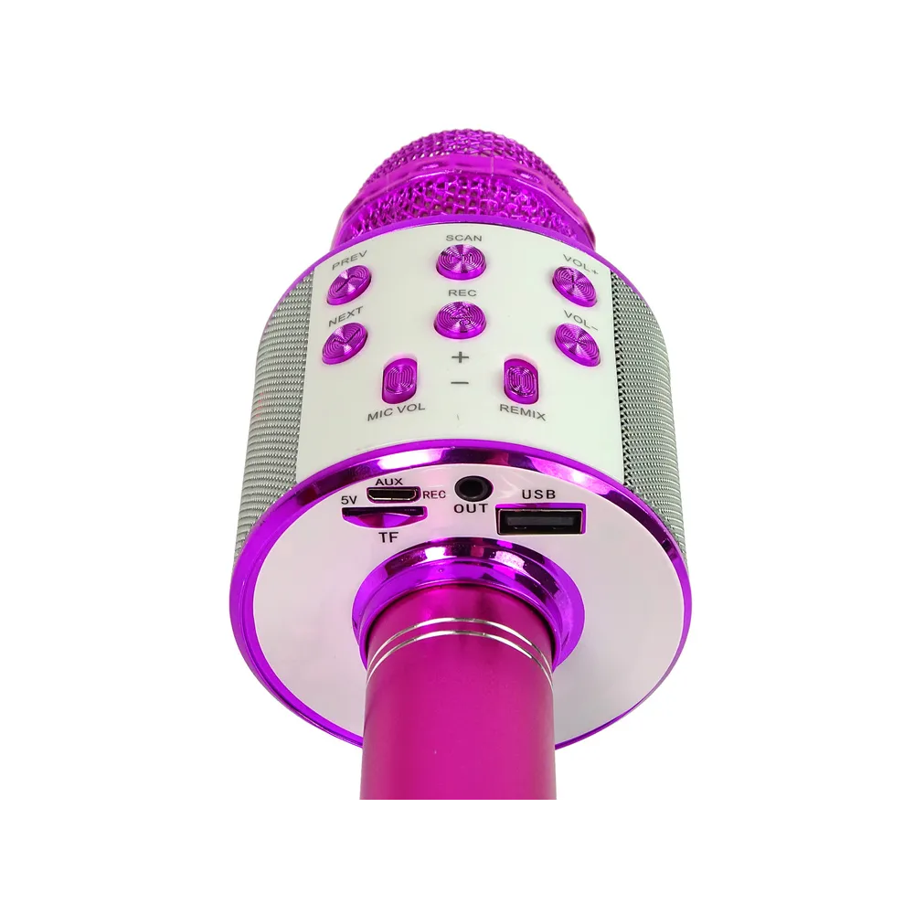 Lekki mikrofon karaoke z funkcją nagrywania i panelem sterowania, wersja WS-858