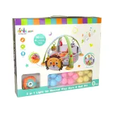 Bezpieczna mata edukacyjna z motywem lwa wyposażona w melodie i piłeczki