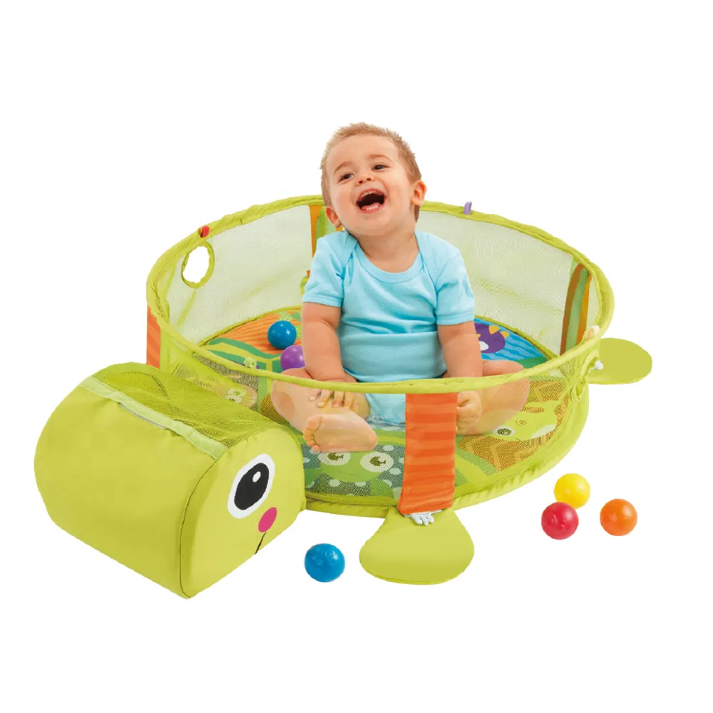Wielofunkcyjna mata dla niemowląt z żółwiem i 30 piłeczkami w zestawie