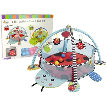 Kolorowa mata edukacyjna biedronka dla niemowląt z piłeczkami