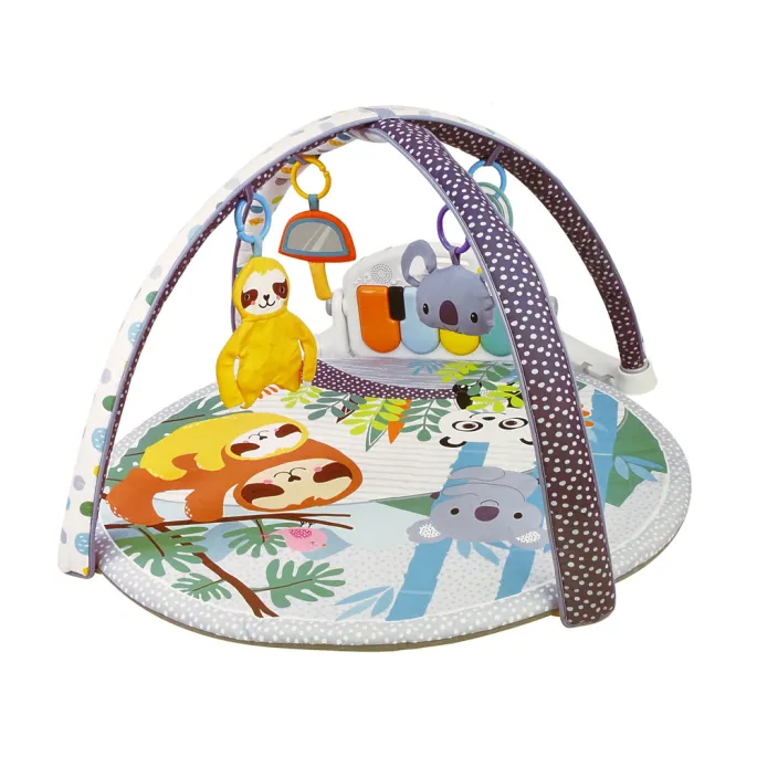 Miękka mata z lusterkiem, pianinem i zabawkami sensorycznymi dla dziecka