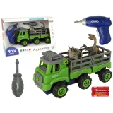 Ciężarówka transportowa z dinozaurami i wkrętarką dla dzieci