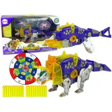 Fioletowy Triceratops 2w1 transformujący się w pistolet na strzałki