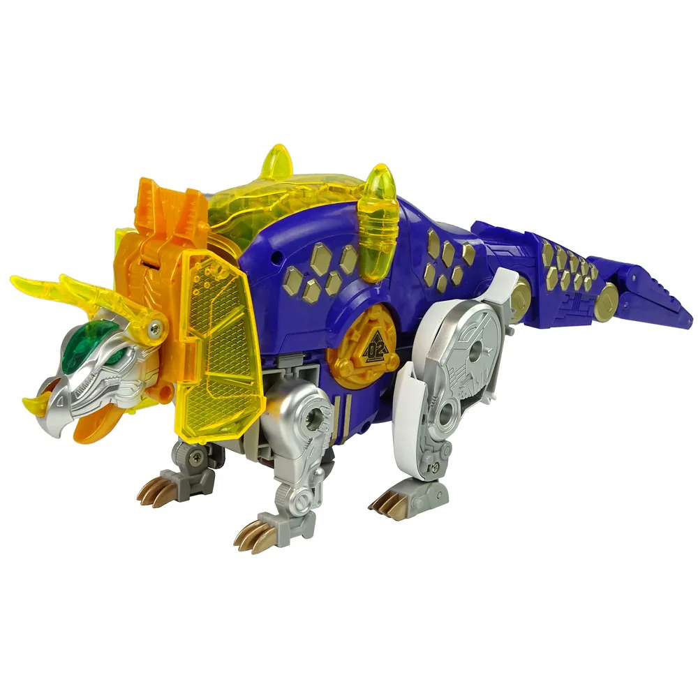 Zestaw Dinobots 2w1 fioletowy dinozaur i pistolet z tarczą