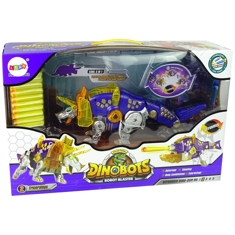 Bezpieczny pistolet na strzałki 2w1 z funkcją dinozaura dla dzieci powyżej 6 lat