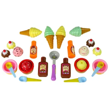 Zestaw Słodkości Lody Babeczki Sosy Łyżeczki