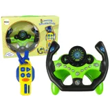 Interaktywna kierownica dla dzieci w zielonym kolorze z efektami świetlnymi