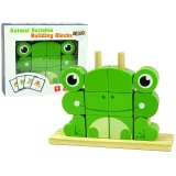 Drewniane klocki 3D żabka na kolorowej podstawce