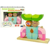 Kolorowe klocki drewniane 3D sowa dla dzieci od 18 miesiąca życia