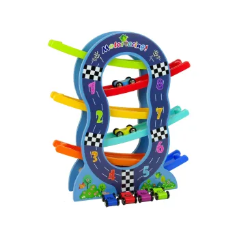 Drewniana Zjeżdżalnia 6 Poziomów Autka Liczby