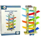 drewniana zjeżdżalnia tor samochodowy 8 pięter z kolorowymi autkami