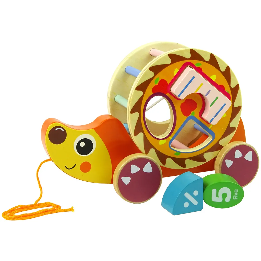 Kolorowy sorter klocków drewnianych w kształcie jeża dla dzieci