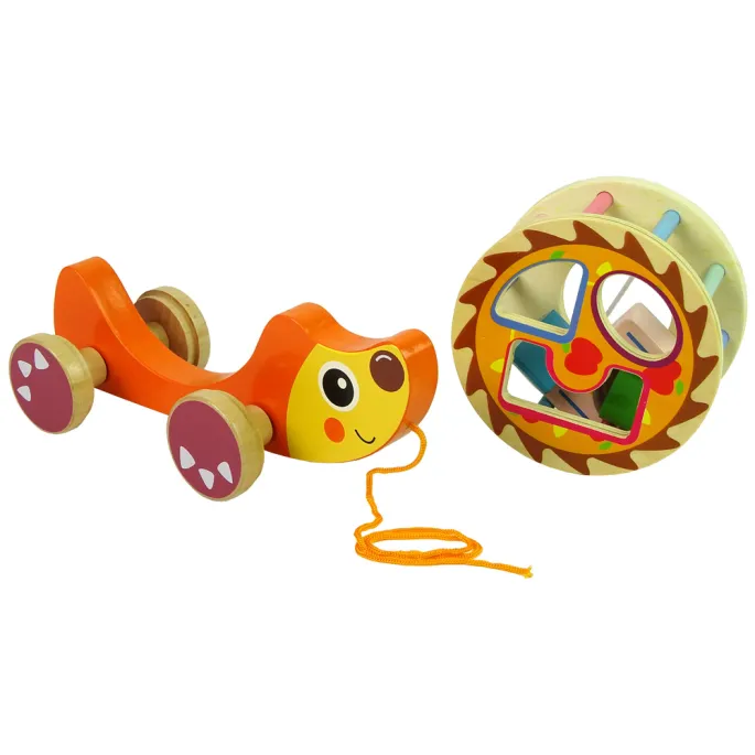 Zabawka edukacyjna jeżyk na sznurku i kółkach dla najmłodszych