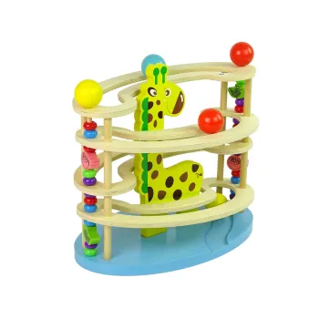 Drewniana zabawka żyrafa rozwijająca koordynację ruchową malucha