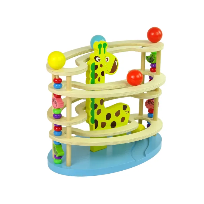 Drewniana zabawka żyrafa rozwijająca koordynację ruchową malucha