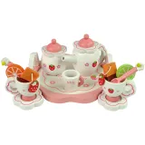 Elegancki zestaw do herbaty dla dzieci z drewnianą tacą i filiżankami