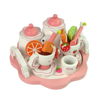 Zestaw do zabawy w herbatkę z motywem kwiatów, dzbanek i filiżanki