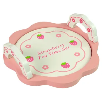 Drewniany zestaw dla dzieci - dzbanek, filiżanki i plastry pomarańczy