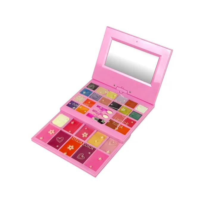 Kolorowa paletka makijażowa z akcesoriami i lusterkiem dla dzieci