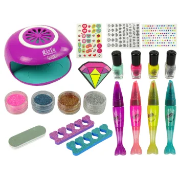 Duży Zestaw do Malowania Paznokci Pisaki Brokat Naklejki Lampa