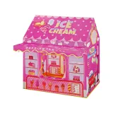 Namiot do zabawy dla dziewczynki w kształcie lodziarni z bajkowymi lampkami