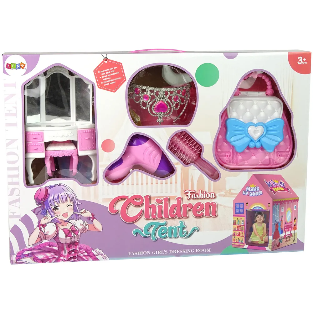 Namiot dla dzieci do kreatywnej zabawy, różowy z akcesoriami