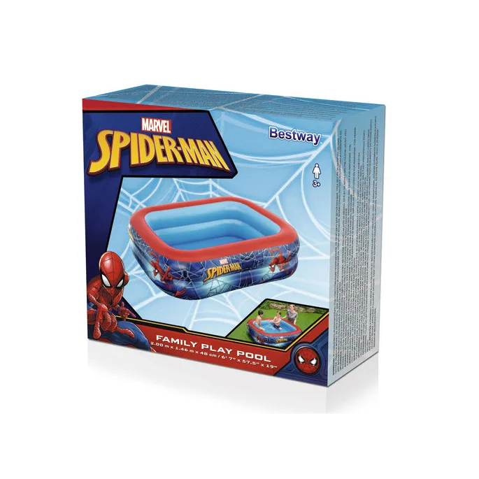 Wytrzymały dmuchany basen dla dzieci z grafiką Spider-Mana i dwoma pierścieniami